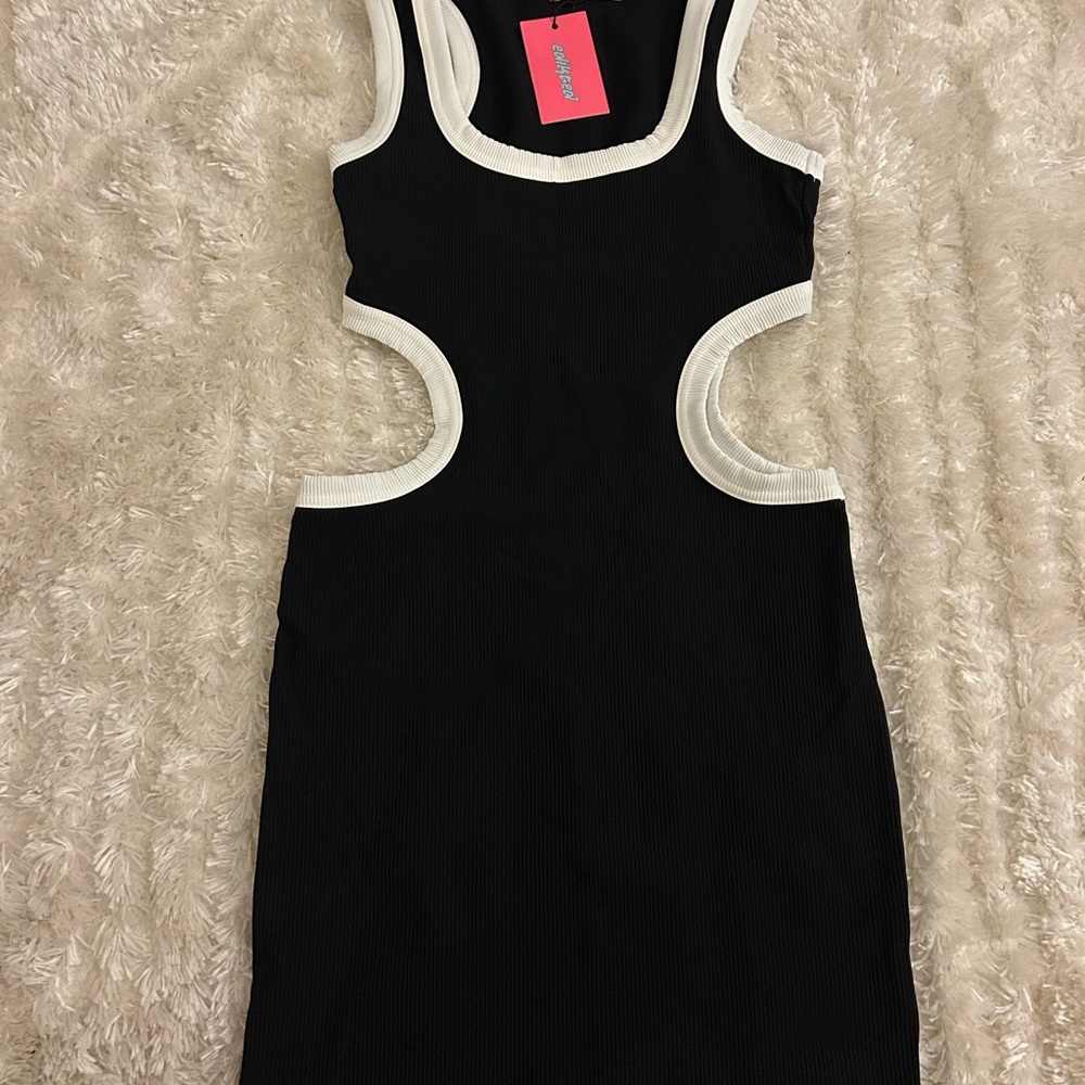 Edikted Contrast Cut Out Ribbed Mini Dress